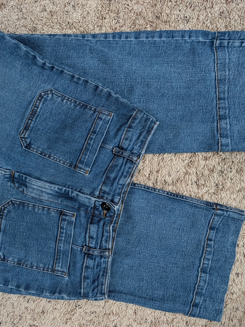 Womens Blue Denim Cropped Jeans